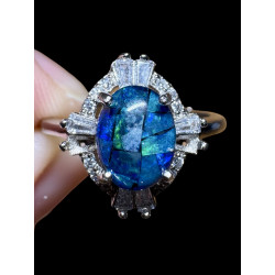 Bague argent opale triplet mosaïque australienne
