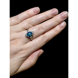 Bague argent opale triplet mosaïque australienne