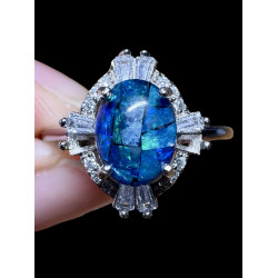 Bague argent opale triplet mosaïque australienne