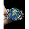 Bague argent plaqué or blanc opale triplet australienne