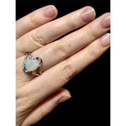 Bague argent opale crystal Coober Pedy