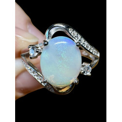 Bague argent opale crystal Coober Pedy