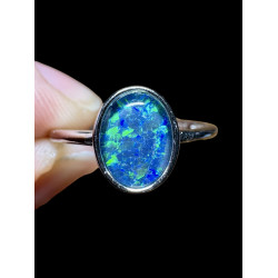 Bague argent plaqué blanc opale triplet australienne
