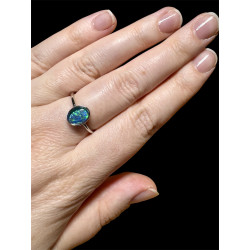 Bague argent plaqué blanc opale triplet australienne