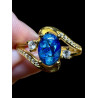 Bague argent plaqué or opale triplet mosaïque australienne