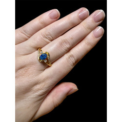 Bague argent plaqué or opale triplet mosaïque australienne
