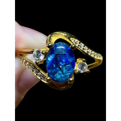 Bague argent plaqué or opale triplet mosaïque australienne