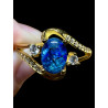 Bague argent plaqué or opale triplet mosaïque australienne