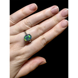 Bague argent plaqué or blanc opale triplet australienne