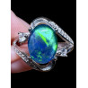 Bague argent plaqué or blanc opale triplet australienne