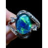 Bague argent plaqué or blanc opale triplet australienne