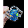 Bague argent plaqué or blanc opale triplet australienne