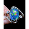 Bague argent plaqué or blanc opale triplet australienne