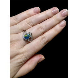 Bague argent plaqué or blanc opale triplet australienne