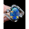 Bague argent plaqué or blanc opale triplet australienne
