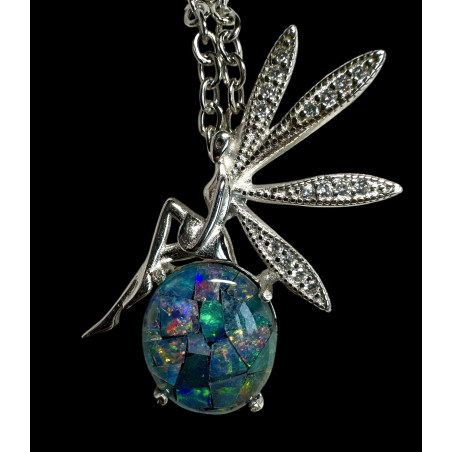 Pendentif fée argent Opale triplet mosaïque