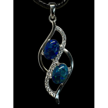 Pendentif argent Opale triplet mosaïque australien