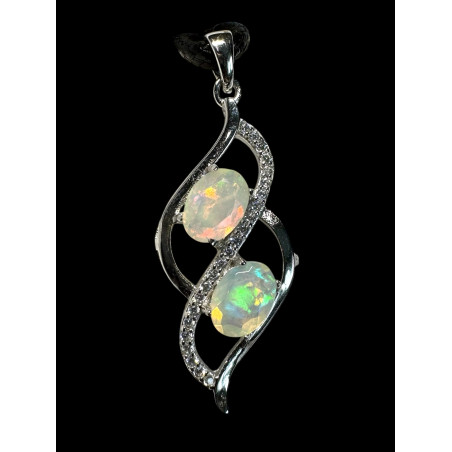 Pendentif argent Opale opales ethiopiennes