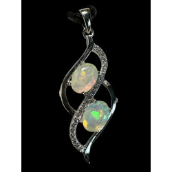 Pendentif argent Opale opales ethiopiennes