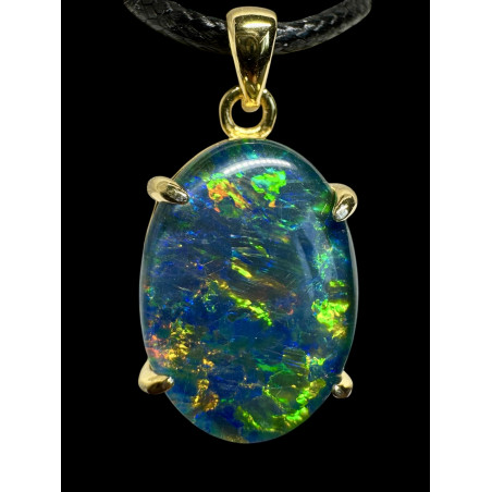 Pendentif argent 925 plaqué or opale triplet Australie