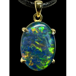 Pendentif argent 925 plaqué or opale triplet Australie
