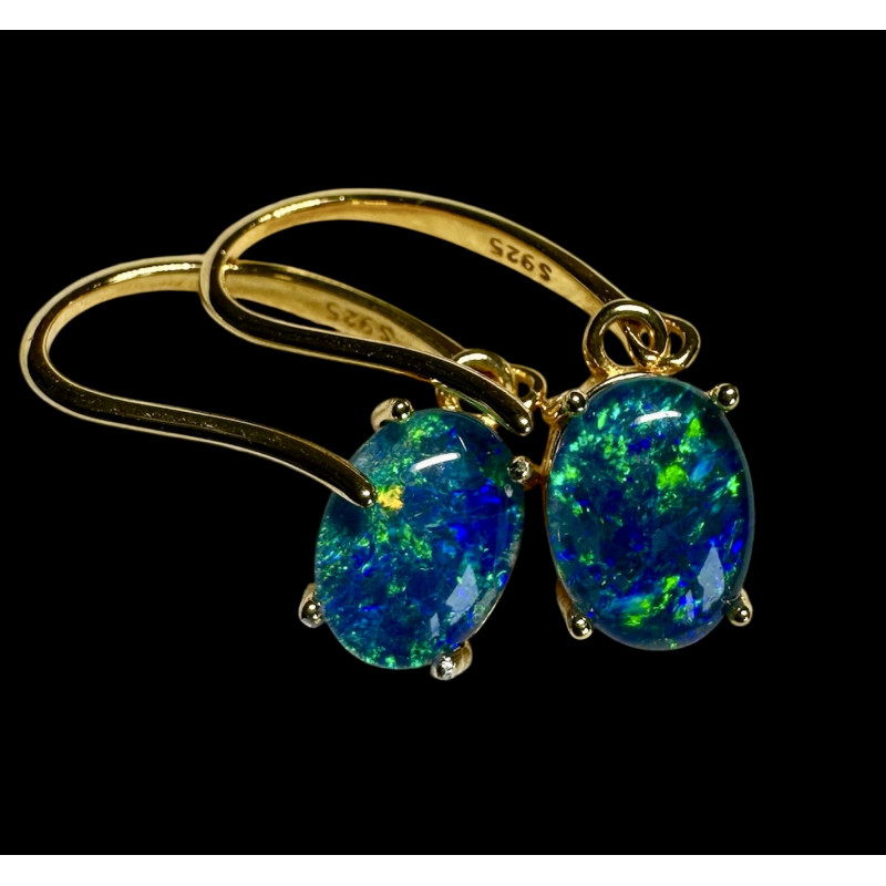 Boucles pendantes opales triplets australiennes