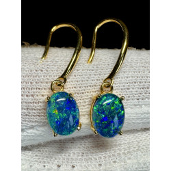 Boucles pendantes opales triplets australiennes