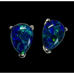 Boucles d'oreilles puces poires opales triplets australiens