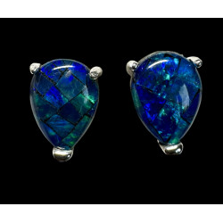 Boucles d'oreilles puces poires opales triplets australiens